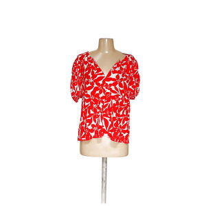 LOFT Red and White Floral Top